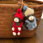 Handmade Needle Felt Bear Keychain, Winter Bear Bag Charm, Cute Wool Teddy Car Charm, Cozy Gift for Her