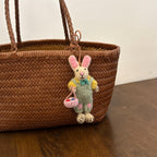 Handmade Needle Felt Bunny Keychain, Cute Shopping Rabbit Bag Charm, Wool Bunny Car Charm, Gift for Her