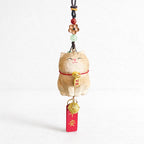 Hand Carved Lucky Cat Charm Wooden Hanging Ornament, Cute Fortune Cat Rearview Mirror Charm, Car Back Charm, Bag Charm, New Year Gift
