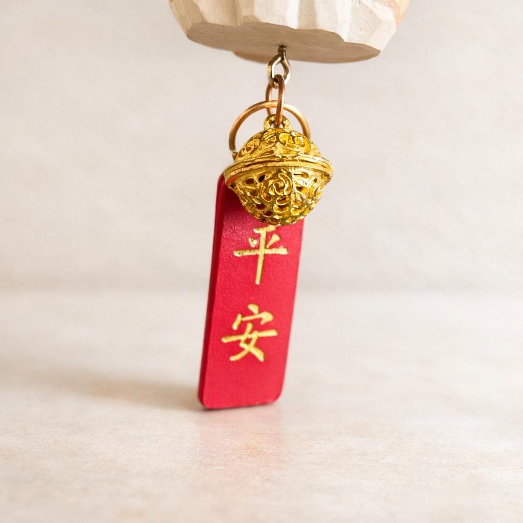 Hand Carved Lucky Cat Car Charm, Wooden Maneki Neko Rearview Mirror Hanging, Cute Cat Bag Charm, Unique Gift, Handmade Wood Ornament