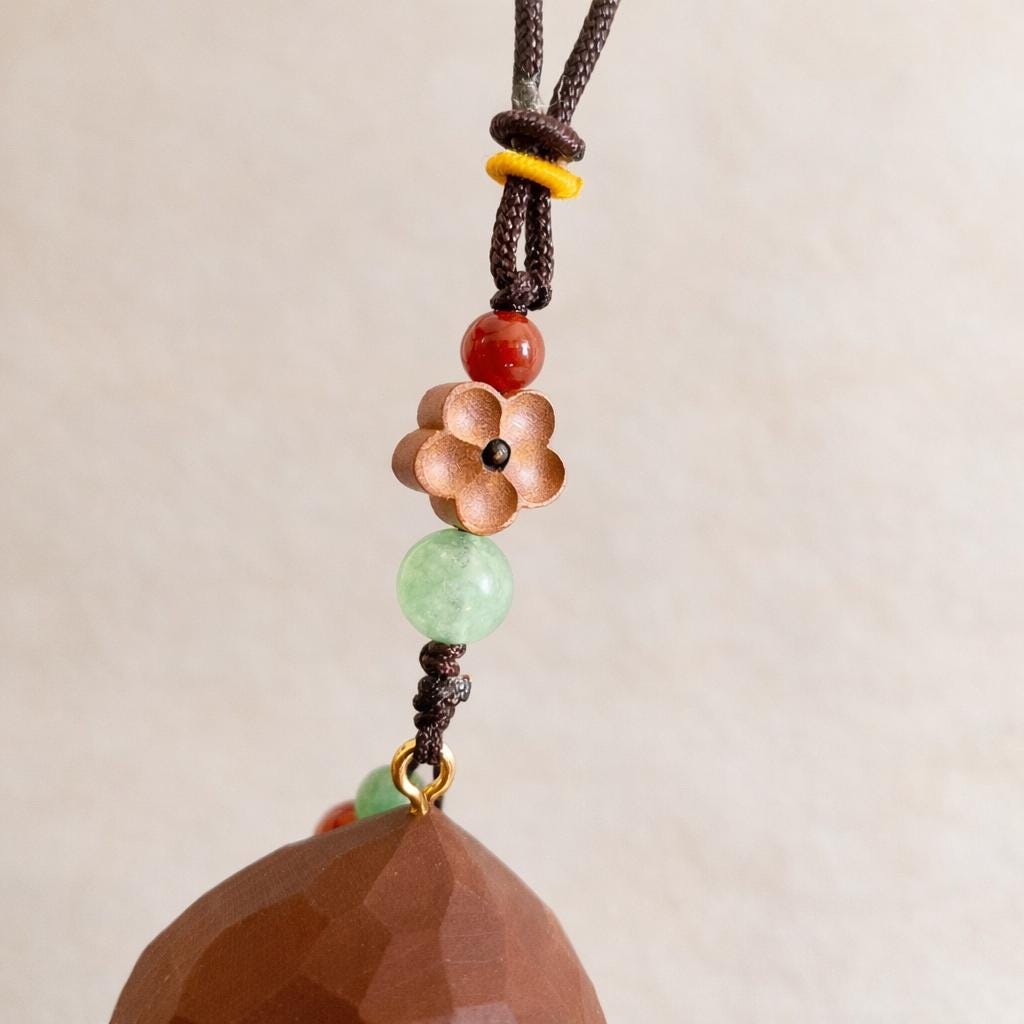 Hand Carved Lucky Chestnut Bag Charm, Wooden Rearview Mirror Hanging Ornament, Cute Keychain, Good Luck Gift, Handmade Wood Pendant