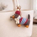 Handmade Felt Dachshund Keychain, Needle Felt Dog Bag Charm, Cute Wool Puppy Pendant, Backpack Charm, Car Mirror Hanging, Gift for Dog Lover