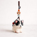 Hand Carved Cute French Bulldog Wooden Charm, Handmade Dog Keychain, Car Mirror Hanging Ornament, Bag Charm, Dog Lover Gift