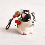 Hand Carved Cute French Bulldog Wooden Charm, Handmade Dog Keychain, Car Mirror Hanging Ornament, Bag Charm, Dog Lover Gift
