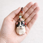 Hand Carved Cute French Bulldog Wooden Charm, Handmade Dog Keychain, Car Mirror Hanging Ornament, Bag Charm, Dog Lover Gift
