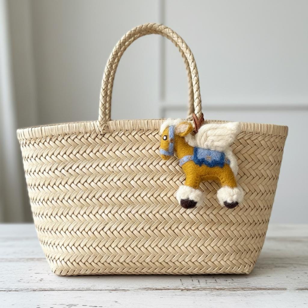 Handmade Felt Pegasus Keychain, Cute Flying Horse Bag Charm, Wool Felt Horse Ornament, Backpack Charm, Car Mirror Hanging, Gift for Friends