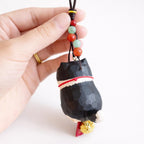 Hand Carved Lucky Cat Hanging Ornament, Wooden Maneki Neko Car Charm, Good Luck Cat Pendant, Bag Charm Keychain Gift, Cute Japanese Decor
