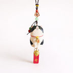 Hand Carved Lucky Cat Hanging Ornament, Wooden Maneki Neko Car Charm, Good Luck Cat Pendant, Bag Charm Keychain Gift, Cute Japanese Decor