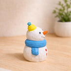 Hand Carved Wooden Snowman Figurine, Christmas Desk Decor, Cute Winter Snowman Ornament, Minimalist Holiday Table Decoration, Wood Gift