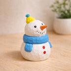 Hand Carved Wooden Snowman Figurine, Christmas Desk Decor, Cute Winter Snowman Ornament, Minimalist Holiday Table Decoration, Wood Gift