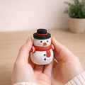 Hand Carved Wooden Snowman Figurine, Christmas Desk Decor, Cute Ornament with Red Scarf, Winter Table Decoration, Handmade Wood Gift