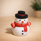 Hand Carved Wooden Snowman Figurine, Christmas Desk Decor, Cute Ornament with Red Scarf, Winter Table Decoration, Handmade Wood Gift
