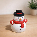 Hand Carved Wooden Snowman Figurine, Christmas Desk Decor, Cute Ornament with Red Scarf, Winter Table Decoration, Handmade Wood Gift