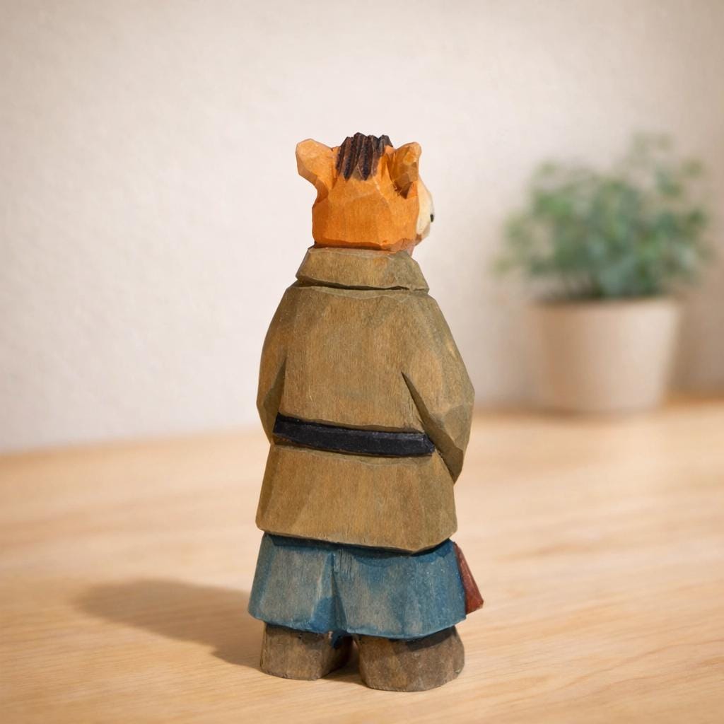Hand Carved Wooden Canadian Deer Figurine, Forest Hunter Sculpture, Cute Woodland Animal Decor, Handmade Desk Ornament, Rustic Wood Gift