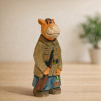 Hand Carved Wooden Canadian Deer Figurine, Forest Hunter Sculpture, Cute Woodland Animal Decor, Handmade Desk Ornament, Rustic Wood Gift