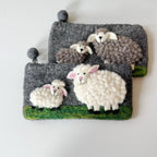 Handmade Felt Sheep Coin Purse, Needle Felted Wool Wallet, Cute Farm Animal Zipper Pouch, Handmade Gift for Friends, Wool Felt Card Holder