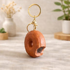 Hand Carved Wooden Donut Keychain, Funny Peach Wood Donut Charm, Cute Food Keychain, Handmade Bag Charm, Unique Gift