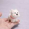 Hand Carved West Highland Terrier Wooden Figurine, Mini Westie Dog Desk Decor, Solid Wood Puppy Ornament, Dog Lover Gift, Office Shelf Decor