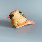 Hand Carved Yellow Bird Wooden Keychain, Cute Sparrow Bag Charm, Wood Bird Keyring, Car Key Pendant, Handmade Nature Gift, Lucky Bird Charm