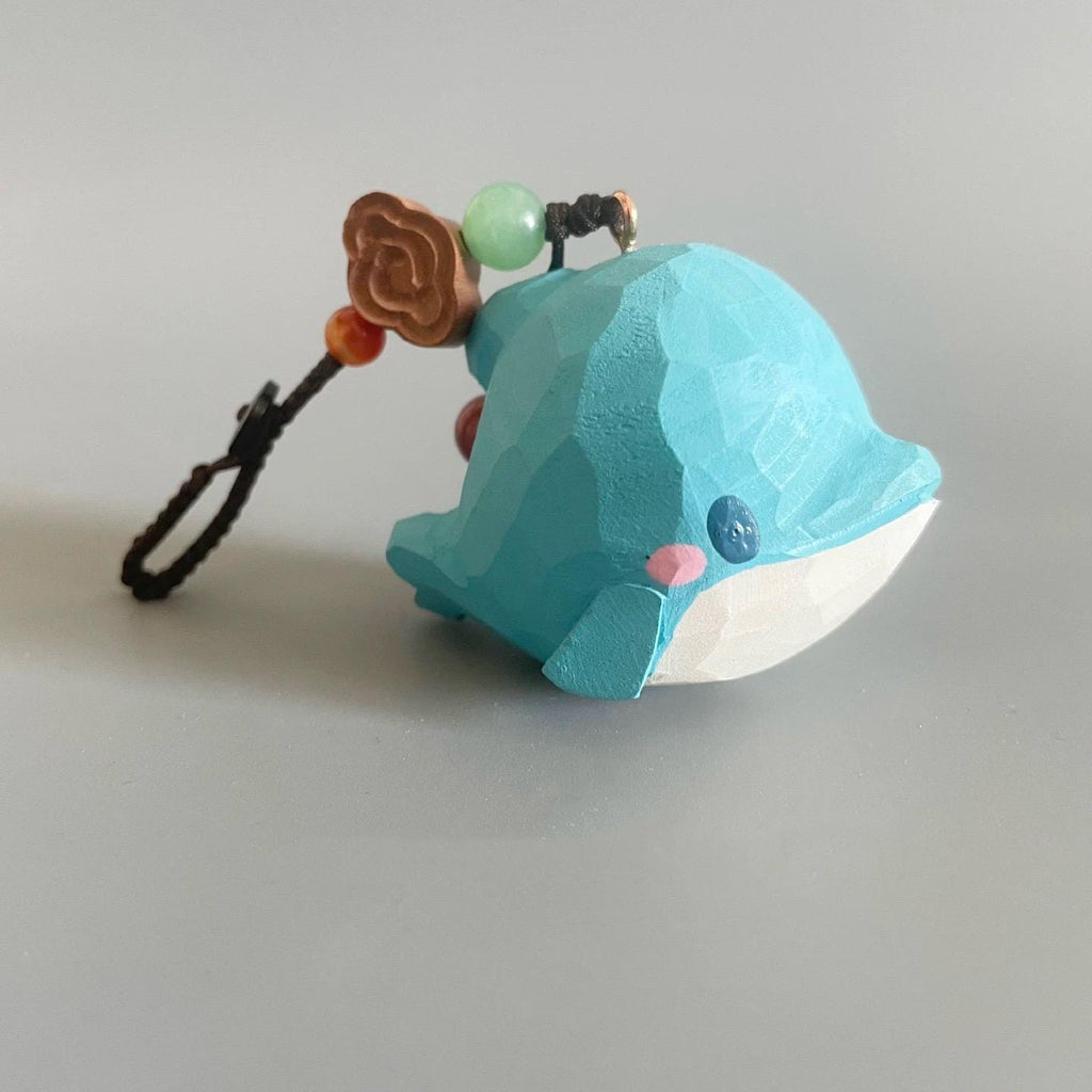 Hand Carved Dolphin Wooden Keychain, Cute Ocean Animal Bag Charm, Small Wood Dolphin Keyring, Marine Lover Gift, Travel Inspired Sea Charm