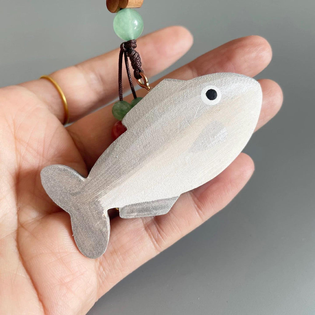 Hand Carved Wooden Fish Keychain, Minimalist Fish Bag Charm, Cute Ocean Animal Keyring, Small Wood Fish Pendant, Nature Inspired Gift