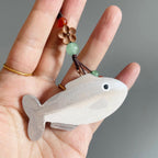 Hand Carved Wooden Fish Keychain, Minimalist Fish Bag Charm, Cute Ocean Animal Keyring, Small Wood Fish Pendant, Nature Inspired Gift