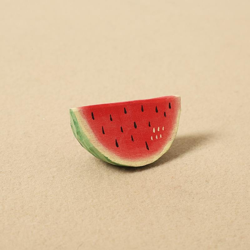 Hand Carved Wooden Watermelon Keychain, Cute Fruit Bag Charm, Summer Watermelon Keyring, Mini Wood Fruit Pendant, Handmade Gift for Her