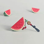 Hand Carved Wooden Watermelon Keychain, Cute Fruit Bag Charm, Summer Watermelon Keyring, Mini Wood Fruit Pendant, Handmade Gift for Her