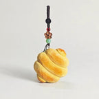 Hand Carved Bread Keychain, Wooden Croissant Charm Cute Food Keyring, Handmade Bag Charm, Car Key Holder Gift for Food Lovers