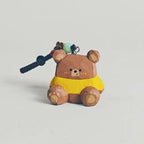 Hand Carved Wooden Bear Keychain, Cute Bear Bag Charm, Ornament, Wooden Animal Key Ring, Backpack Accessory, Handmade Gift for Animal Lovers