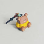 Hand Carved Wooden Bear Keychain, Cute Bear Bag Charm, Ornament, Wooden Animal Key Ring, Backpack Accessory, Handmade Gift for Animal Lovers
