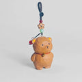 Hand Carved Wooden Bear Keychain, Unique Animal Charm, Miniature Wood Bear Pendant, Cute Backpack Charm, Car Key Accessory, Gift for Friends