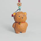 Hand Carved Wooden Bear Keychain, Unique Animal Charm, Miniature Wood Bear Pendant, Cute Backpack Charm, Car Key Accessory, Gift for Friends