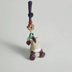 Hand Carved Wooden Horse Keychain, Handmade Animal Charm, Miniature Wood Horse Pendant, Japanese Bag Charm, Car Key Accessory, Gift for Her