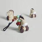 Hand Carved Wooden Horse Keychain, Handmade Animal Charm, Miniature Wood Horse Pendant, Japanese Bag Charm, Car Key Accessory, Gift for Her