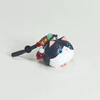 Hand Carved Wooden Cow Cat Keychain, Handmade Japanese Style Cat Charm, Miniature Wood Pendant, Cute Bag Charm, Car Key Accessory, Gift
