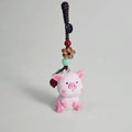 Handmade Wooden Pig Keychain, Japanese Style Miniature Lucky Charm, Cute Pig Pendant, Handcrafted Wood Bag Charm, Animal Keyring, Lucky Gift
