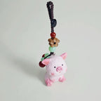 Handmade Wooden Pig Keychain, Japanese Style Miniature Lucky Charm, Cute Pig Pendant, Handcrafted Wood Bag Charm, Animal Keyring, Lucky Gift