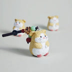 Handmade Wooden Hamster Keychain, Japanese Style Miniature Lucky Hamster Charm, Cute Animal Wood Pendant, Handcrafted Bag Charm, Lucky Gift