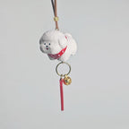 Handmade Wooden Lucky Dog Car Charm, Japanese Style Miniature Handcrafted Puppy Ornament, Cute Rearview Mirror Decor, Lucky Gift, Pendant