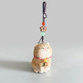 Japanese Hand Carved Wooden Lucky Cat Keychain, Maneki Neko Bag Charm, Handmade Wood Phone Charm, Cute Key Ring, Lucky Cat Purse Charm Gift
