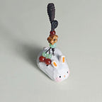 Handmade Lucky Bunny Wood Carving Keychain, Japanese Style Miniature Rabbit Charm, Cute Small Wooden Bunny Pendant, Animal Bag Charm Gift
