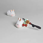 Handmade Lucky Bunny Wood Carving Keychain, Japanese Style Miniature Rabbit Charm, Cute Small Wooden Bunny Pendant, Animal Bag Charm Gift