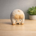 Handmade Lucky Pig Wood Carving, Japanese Style Funny Pig Figurine, Cute Mini Wooden Pig Statue Ornament, Small Animal Desk Decor Gift
