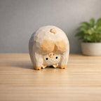Handmade Lucky Pig Wood Carving, Japanese Style Funny Pig Figurine, Cute Mini Wooden Pig Statue Ornament, Small Animal Desk Decor Gift