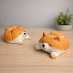 Handmade Lucky Corgi Wood Carving, Japanese Style Cute Dog Figurine, Mini Wooden Puppy Statue, Small Desk & Home Decor Gift
