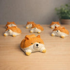 Handmade Lucky Corgi Wood Carving, Japanese Style Cute Dog Figurine, Mini Wooden Puppy Statue, Small Desk & Home Decor Gift