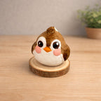 Handcrafted Miniature Lucky Bird Figurine, Japanese Style Wooden Bird Decor, Basswood Carved Animal Sculpture, Cute Desk Ornament, Gift
