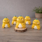 Lucky Dinosaur Wooden Figurine, Japanese Style Handcrafted Wood Carving, Cute Yellow Dino Desk Decor, Handmade Shelf Ornament, Wood Gift