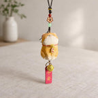 Japanese Hand Carved Lucky Cat Car Hanging Ornament, Wooden Rearview Mirror Charm, Feng Shui Car Charm, Cute Maneki Neko Car Decoration